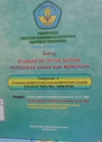 Peraturan Mendiknas RI Nomor 22 Tahun 2006 tentang Standar Isi Untuk Satuan Pendidikan Dasar Dan Menengah: Lampiran 3 Standar Kompetensi dan Kompetensi Dasar Tingkat SMA/MA, SMK/MAK